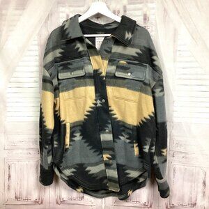 Fornia Polar Fleece Southwestern Print Jacket Shacket M